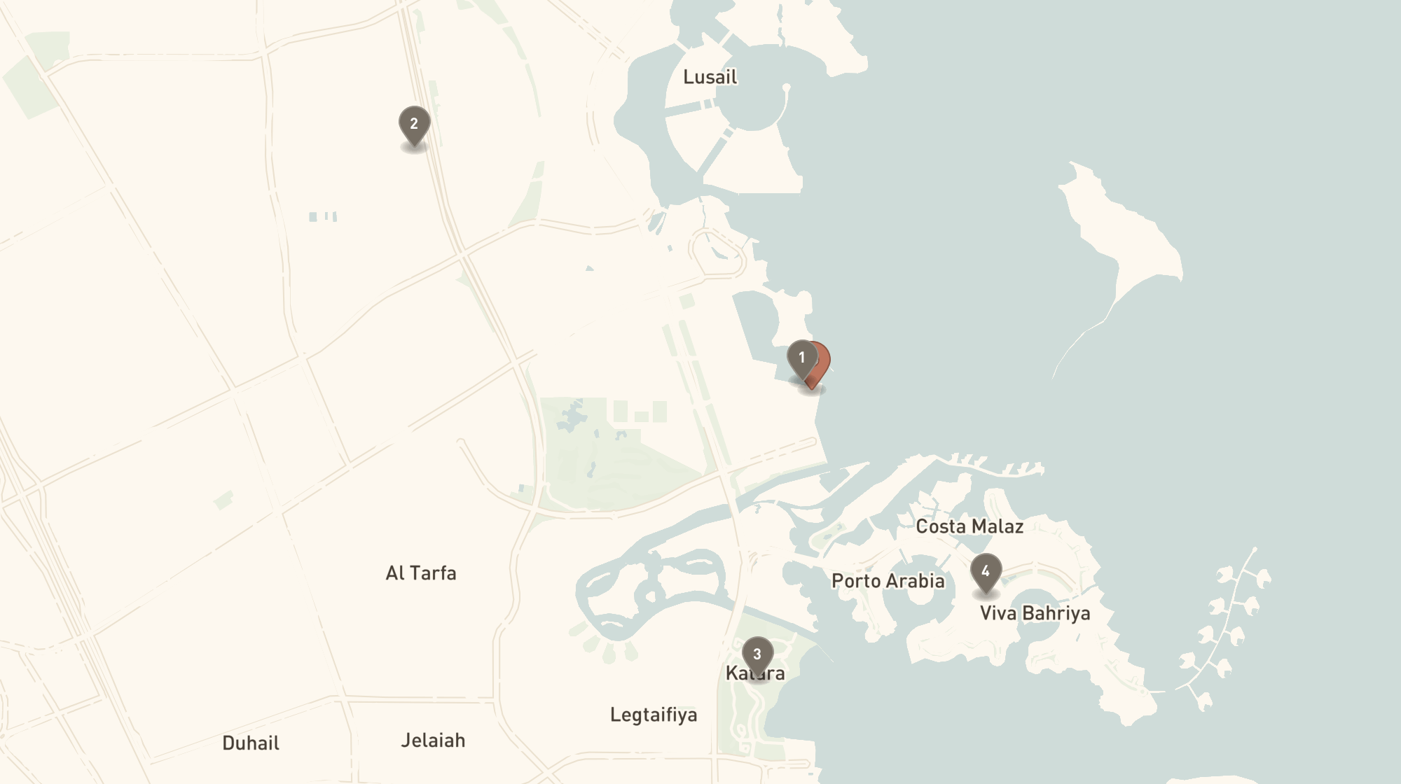 Map showing Raffles Doha Review: Doha’s Unquestionable It Hotel and nearby landmarks